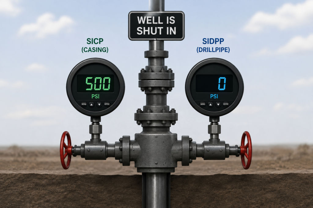 Well control pressure readings recorded before bumping the drillstring float
